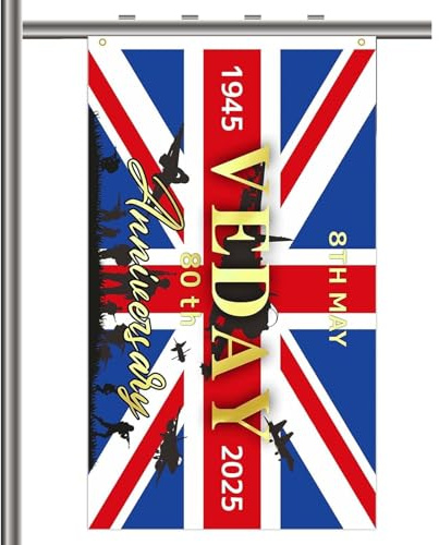 80 Jahre Sieg in Europa, VE Day 80. Flagge 2025 VE DAY 80. Banner