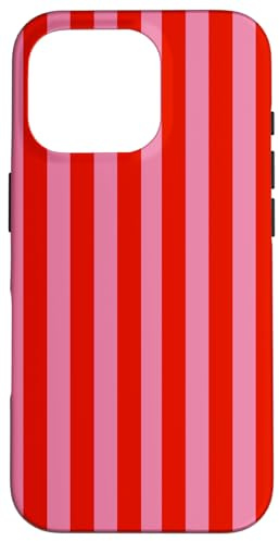 Hülle für iPhone 16 Pro Retro Rosa und Rot gestreiftes geometrisches Streifenmuster