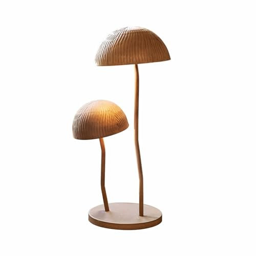 LOBERON Tischlampe Harvelle – Pilz-Design, Rillenstruktur, Braun, Rostfarbenes-Finish – Eisen, braun