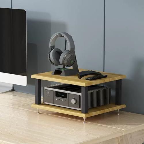 Generisch 4-stufiges HiFi-Rack aus Holz – Druckerständer und Medienschrank für das Homeoffice, Stereokomponenten, AV-Geräte, Desktop-Speicher und Heimkino-Audiolösungen.