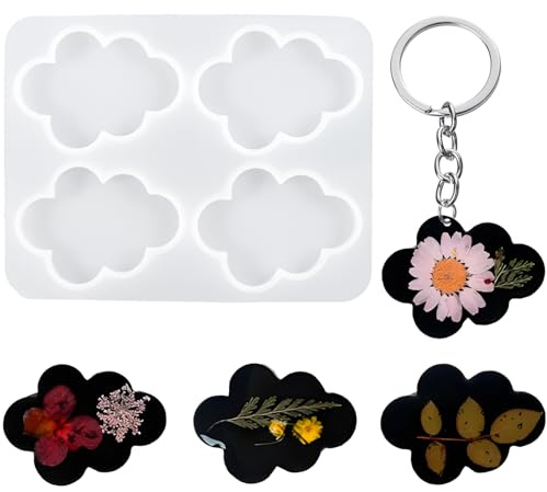 Nifocc 2 Stück 4 Hohlraum Wolken Epoxidharz Formen Wolken Gießformen Anhänger Halskette Ohrringe Silikonformen Kristall Casting Form für DIY Basteln