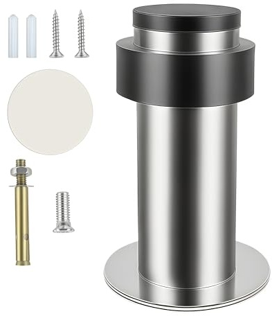 Marsred 84mm Edelstahl Türstopper Boden,Wandtürstopper Selbstklebende,Türpuffer Door Stopper mit Gummi Puffer,Türstopper zum schrauben enthält Befestigungsmittel
