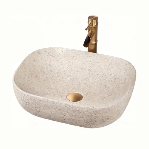 Lavabo Bagno Vintage in Ceramica, Lavabo Smaltato con Rubinetto e Scarico, Per Mobile da Bagno, Bagno o Balcone Lavandino da Appoggio