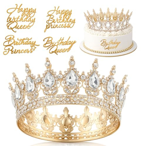 BOYIFEIJIE Krone Mädchen Geburtstag Krone, Funkelndes Diadem Kristall für Torte, Glitzernde Geburts tagskrone Mädchen, Tiara Deko Geeignet für Geburtstag, Hochzeit & Feier