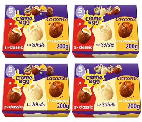 Cadburys Creme Eggs Mixed Pack of 4-20 Assorted White Creme eggs, Chocolate Creme Eggs and Caramel Egg - bundle by TGBK
