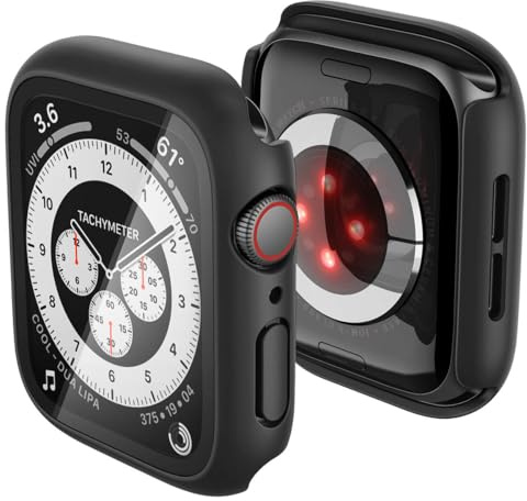 Spigen Thin Fit 360 Cover Impermeabile con Vetro Temperato Compatibile con Apple Watch SE3/SE2/6/SE/5/4 44mm, Custodia Protettiva con Protezione per lo schermo - Nero