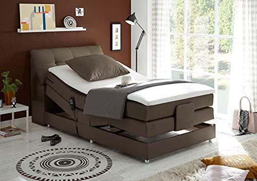 Froschkönig24 Concord 120x200 cm Boxspringbett Bett mit Motor Stone, Ausführung:Variante 3