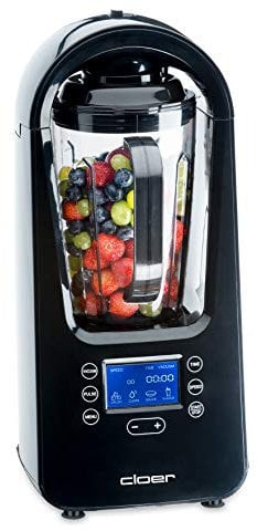 Cloer 6980 Vakuum Standmixer / 800 Watt / 21.000 U/Min. / inkl. Vorratsbehälter/Vakuumventil/Automatikprogramme/Eis-Crush-Funktion/Reinigungsfunktion/schwarz, 1500 milliliters