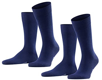 FALKE Herren Happy 2-Pack Socken atmungsaktive Baumwolle verstärkte langlebige Herrensocken ein Allrounder für Business und Alltag Baumwollstrümpfe einfarbig im Multipack 2 Paar | Set aus 2 Paar Baumwollstrümpfen