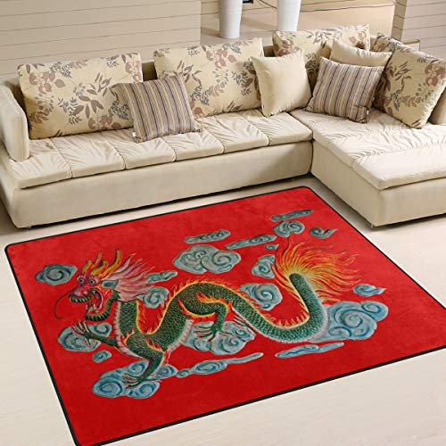 Use7 Teppich mit chinesischem Drachenmotiv, für Wohnzimmer, Schlafzimmer, Textil, Mehrfarbig, 203cm x 147.3cm(7 x 5 feet)