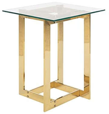 Beliani Moderner Beistelltisch Gold aus Metall mit Glasplatte Crystal