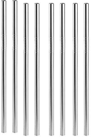 8 pailles droites en acier inoxydable [Infactory]