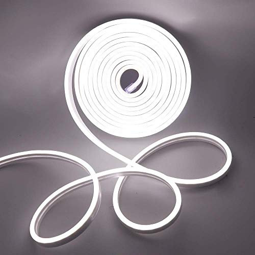 XUNATA Neon LED Streifen, 5M 12V 2835 600Leds LED Strip Wasserdicht Diffusion Flexibel LED Lichtband Schlauch+5A Netzteil (Weiß)