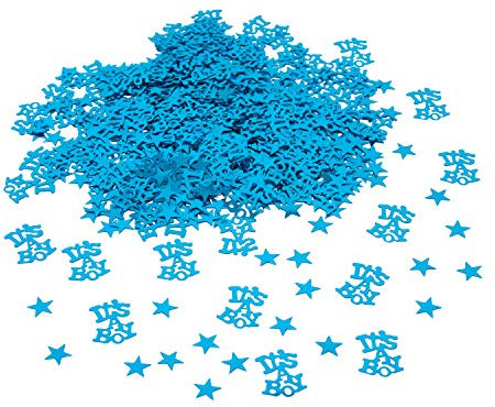 Oblique Unique® Konfetti It's A Boy + Sterne Türkis 500 STK. Tisch Deko Streudeko für Geburt Taufe Baby Shower eines Jungen