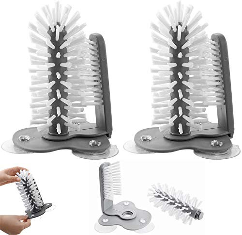 Glass washer Bottle brush Standing Glass Washer Scrubbing tool Cups brush Dish brush with suction cups Mug brush Brush for glasses kitchen sink PVC Scrubber For bar, kitchen sink, cleaning tools 2pcs