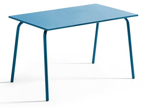 Oviala Gartentisch aus Stahl, 6-Sitzer, 120 cm, Pacific Blau – Palavas
