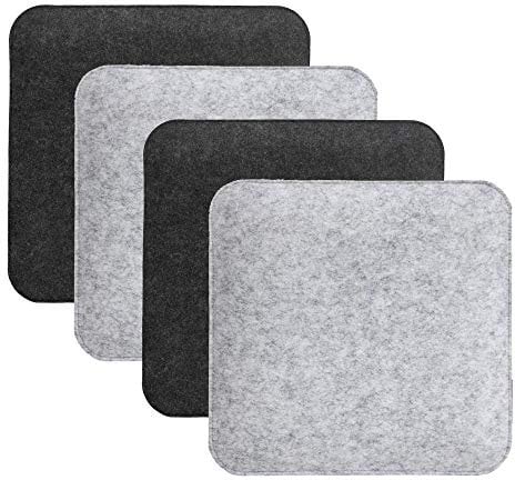 Cozywind Sitzkissen Filz Eckig Stuhlkissen Sitzauflage Gepolstert - 35 x 35 cm für Stühle, Bänke, Hocker - 4er Vorteilspack - 2-farbig Hellgrau und Grau