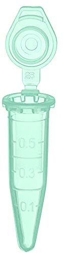 MUHWA Lot de 1000 microtubes à centrifuger gradués en polypropylène avec capuchon à clipser Vert Contenance de 0,5 ml