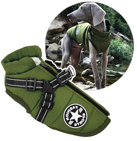 2-in-1-Hunde-Wintermantel mit Geschirr für große Hunde, Outdoor, warme Hundejacke, kaltes Wetter, gepolsterte Hundeweste, Kleidung für Katzen, Welpen, große Hunde