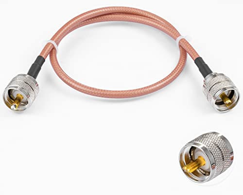 Vecys Cable Coaxial UHF Macho PL-259 a UHF Macho PL-259 de Baja Pérdida Cable Puente UHF RG400 20/50CM para Walkie Talkie Radio CB Medidor de Analizador de Antena