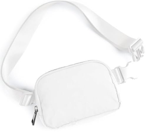 Leotruny Mini sac banane unisexe avec sangle réglable pour l'entraînement, le shopping, les voyages, la randonnée, C03-Blanc, 7.5’’ x 2’’ x 5’’