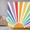 Newsely Vintage Sonne Duschvorhang 152 x 183 cm Boho Retro 70er Jahre Regenbogen Sonnenaufgang Sonnenuntergang Minimal Geometrisch Grunge Abstrakt Duschvorhang Badezimmer Set Wasserdicht Bad