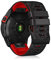 LanQii 22mm QuickFit Silikon Armband Kompatibel mit Garmin Fenix 7 Pro Solar/Approach S70 47mm/Fenix 7/6/5/6 Pro, Sport Ersatzarmband für Garmin EPIX 2/EPIX/Forerunner 965/955/945/935 (Schwarz+Rot)