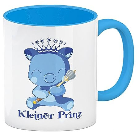Kleiner Prinz Kaffeebecher in hellblau mit niedlichem Schweinchen eine farbenfrohe Tasse für deinen Sohn Kaffee Tasse Büro Kaffeetasse Arbeit niedlich