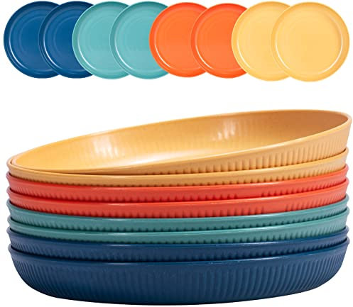 Orrdiffi Set di 8 Pezzi piatti melamina,23 cm piatto plastica rigida lavabile,Riutilizzabili piatti da campeggio,Infrangibili piatti per Feste,Casa,Ufficio,Microonde e Lavabili in Lavastoviglie