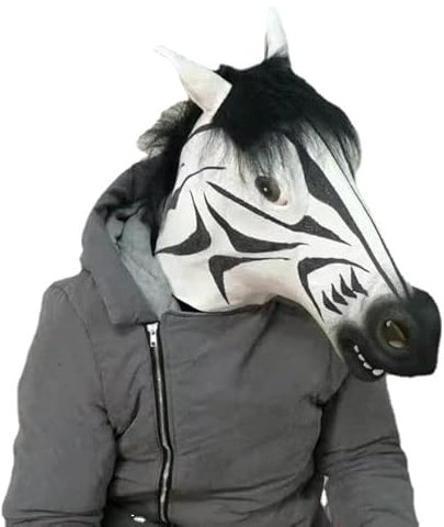 Party Kopfschmuck, Lustige Tier Kopfschmuck, Pferd, Panda Kopf Set Latex Maske cos Maske Halloween Kostüme Lustige Requisiten (Zebra)