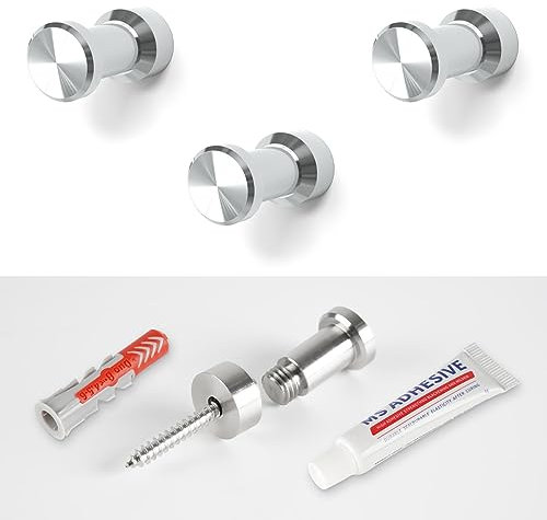 HAUSIST Wandhaken, Handtuchhaken, Handtuchhalter, zum schrauben, ohne Bohren, selbstklebend, Klebehaken, Garderobenhaken, Kleiderhaken, Edelstahl, für Badezimmer, Küche, 3er Set, 3 Stück