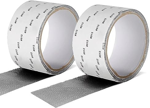 Cuckyzirl Kit de réparation pour moustiquaire - 5 cm x 2 m - Ruban adhésif puissant pour porte et fenêtre - 2 rouleaux autocollants - Rideau anti-mouches - Ruban adhésif pour réparation des trous et