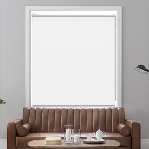 Doppelrollo Klemmfix Ohne Bohren 55 x 130 cm Sonnenschutz Blickdicht Klemmfix Rollo Seitenzugrollo Höhe Stufenlos Verstellbar für Fenster und Türen, Weiß