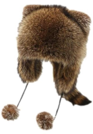 QILTON Unisex Erwachsene Kinder Plüsch Hut Künstlicher Waschbär Pelz Caps mit Schwanz Winter Warm Winddicht Verdickte Ohren Hut Plüsch Schutz, Fellfarbe, children
