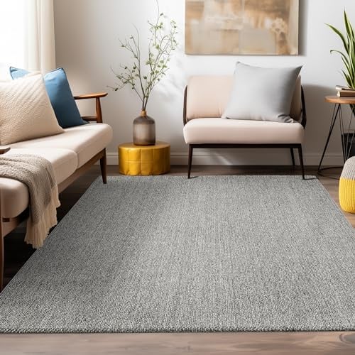 Teppium Moderner Kurzflor Teppich Wohnzimmer 300x400 (280 x 370 cm) Grau - Dekorativer Cut-Loop Schlingenteppich, Langlebig, Robust, Schlingenflor - Ideal für Schlafzimmer und als Küchenteppich