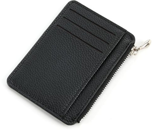 Kleines Portemonnaie für Männer Sehr flaches Mini-PU-Leder Portemonnaie mit Reißverschluss für 6 Karten Minimalistischer Stil, für Bank- und Kreditkarten Münzbeutel Vintage Leder