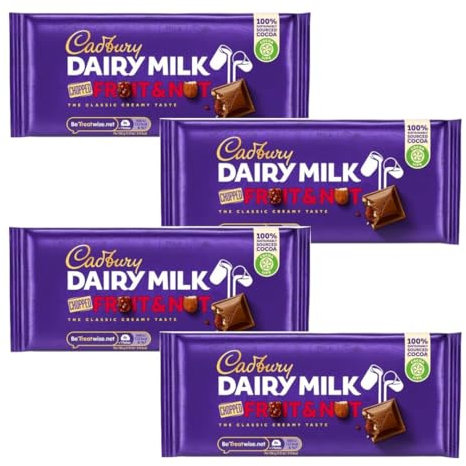 Chocolate Bars Bundle Consisting of Dairy Milk Fruit & Nut Chocolate Bar 95g (4 Pack)