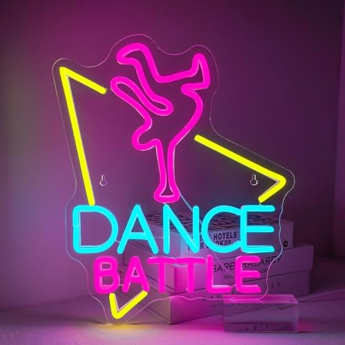 SIGNSHIP Dance Battle Neon Sign Dimmable Dance Neon Signs for Wall LED Letter Neon Lights Sign for Dancing Party Home Bar Wedding Man Cave Beer Cafe Bistro Club Party Decor Girl Gift