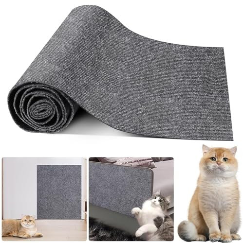100cmx30cm Selbstklebend Kratzmatte Katze, DIY kratzmatte selbstklebend, Wiederverwendbar Katzenkratzmatte, Kratzbrett Katzen kratzschutz, AntiKratz Tape für Katzenständer, Holzgriff, Katzenturm