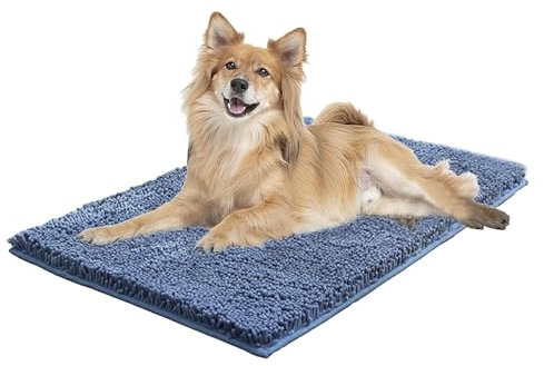 LYXLBX Clean mat, Premium cleany mat Hund 60 x 90 cm,Schmutzfangmatte Hunde,wasserdicht Teppich für Hund,Fußmatte Innen waschbar,für Eingang,Haustür & Flur,Blau-40 x 60 cm