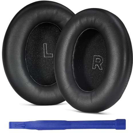 Adhiper Ersatz-Ohrpolster für Bose QuietComfort (QC) Ultra Wireless Kopfhörer, Ohrpolster mit weichem Proteinleder und hochdichtem Memory-Schaum – fühlen Sie den Komfort (schwarz)