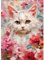 Malen Nach Zahlen Erwachsene Weiße Katze,Bastelset Erwachsene Gemälde Blumen,Kreativ Set für Erwachsene,DIY Handgemalt Ölgemälde Kit für Anfänger und Erwachsene für Geschenke 30X40cm