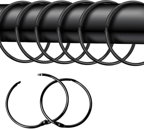 20 Stücke Metall Vorhänge Vorhangringe Hängend Ringe ,50mm Innendurchmesser für Fenstervorhang Bettvorhang Duschvorhang(Schwarz)