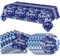 41 PCS Blue Birthday Decorations Blue and Silver Theme Tableware Sets Included Navy Blue Party Plates and Napkins Tablecloth for Men Women Birthdays Anniversary Decoration Favors