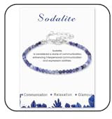 APMGONT Naturstein Armband für Damen, 3mm Natürliches Edelstein Armbänder Perlen Armband Yoga Kleine Facettierte Armbänder Geschenk für Frauen Mädchen (Sodalith)