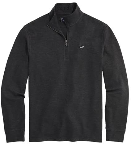 Vineyard Vines Men's Saltwater Quarter-Zip Pullover Sweater, Black, XL