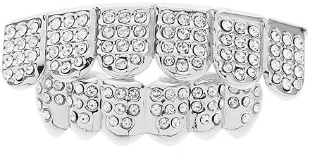 Mundgrill 1 Satz Kupfer Silber mit Rhinestones für Halloween Party