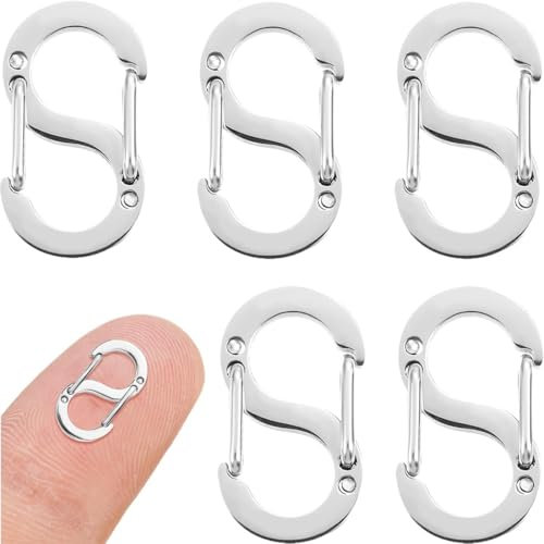 5 Stück Verschluss für Armbänder, Doppelöffnungs Verkürzer Verschluss, Karabinerverschluss mit Doppelter Öffnung, Edelstahl S Lock Armband Verbindungsstück, Halsketten Armbandverkürzer