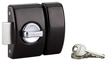 THIRARD - Verrou à bouton Design 5 pour porte d'entrée, cylindre 45mm, acier, 3 clés, noir