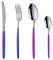Rainbow and Silver Cutlery Set, 4 Piece Stainless Steel Silverware Set Service for 1, Rainbow Handle Knife Fork Spoon Set, Rainbow Stainless Steel Flatware Set, Durable and Dishwasher Safe